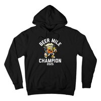 Beer Mile Champion 2025 Funny Race Running Beer Drinking Hoodie