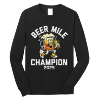 Beer Mile Champion 2025 Funny Race Running Beer Drinking Long Sleeve Shirt