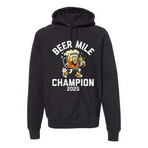 Beer Mile Champion 2025 Funny Race Running Beer Drinking Premium Hoodie