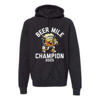 Beer Mile Champion 2025 Funny Race Running Beer Drinking Premium Hoodie