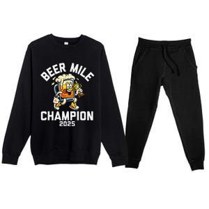 Beer Mile Champion 2025 Funny Race Running Beer Drinking Premium Crewneck Sweatsuit Set