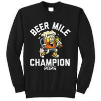 Beer Mile Champion 2025 Funny Race Running Beer Drinking Tall Sweatshirt