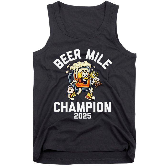 Beer Mile Champion 2025 Funny Race Running Beer Drinking Tank Top