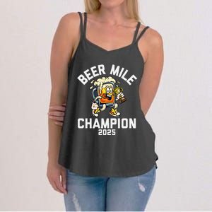 Beer Mile Champion 2025 Funny Race Running Beer Drinking Women's Strappy Tank