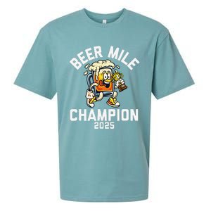 Beer Mile Champion 2025 Funny Race Running Beer Drinking Sueded Cloud Jersey T-Shirt