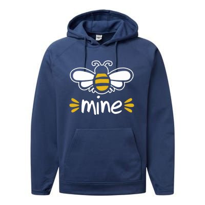 Bee Mine Cute Couples Pun Valentine's Day Gift Performance Fleece Hoodie