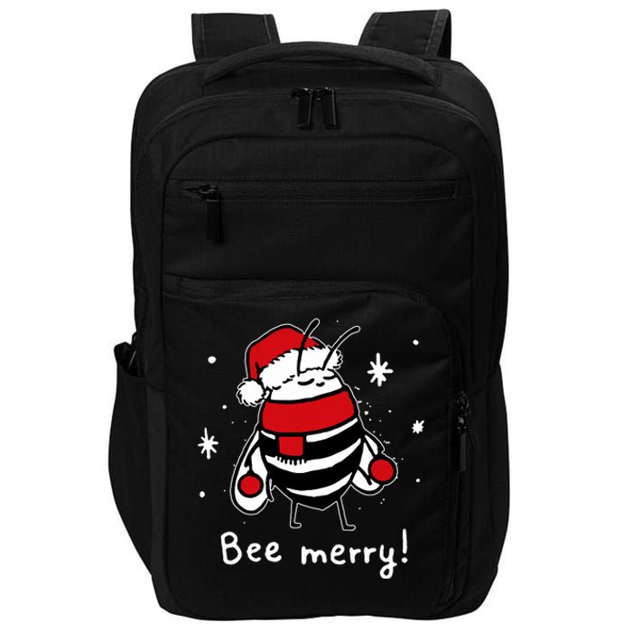 Bee Merry Christmas Bee Wears Santa Hat Xmas Gift Impact Tech Backpack