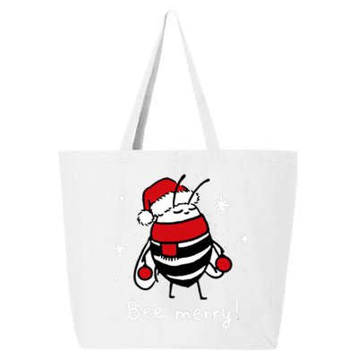 Bee Merry Christmas Bee Wears Santa Hat Xmas Gift 25L Jumbo Tote