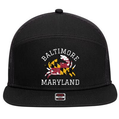 Baltimore Maryland Crab State Flag Home Travel Vintage 7 Panel Mesh Trucker Snapback Hat