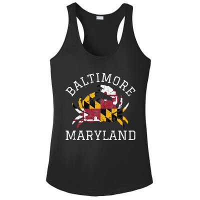 Baltimore Maryland Crab State Flag Home Travel Vintage Ladies PosiCharge Competitor Racerback Tank