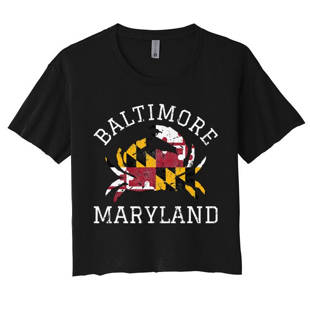 Baltimore Maryland Crab State Flag Home Travel Vintage Crop Top