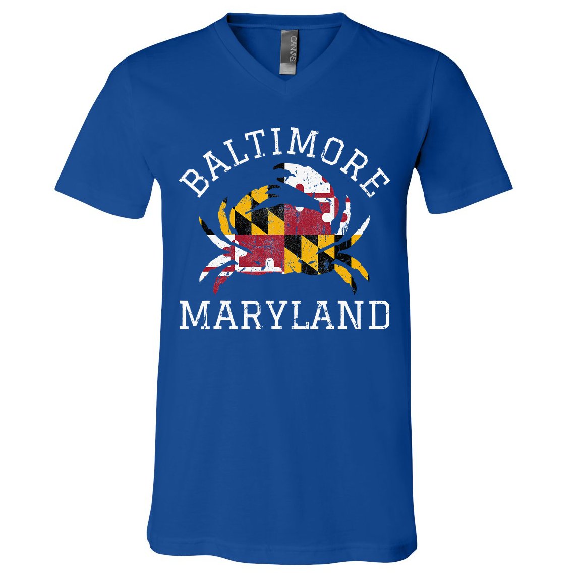 Baltimore Maryland Crab State Flag Home Travel Vintage V-Neck T-Shirt