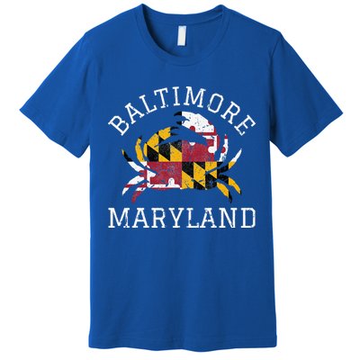 Baltimore Maryland Crab State Flag Home Travel Vintage Premium T-Shirt