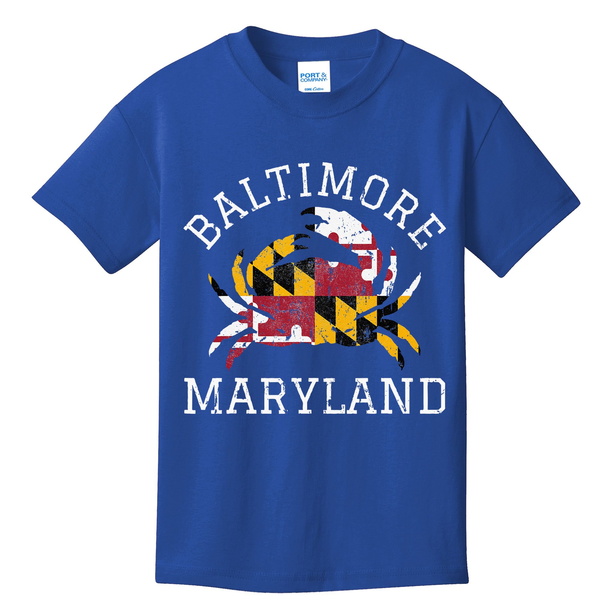 Baltimore Maryland Crab State Flag Home Travel Vintage Kids T-Shirt
