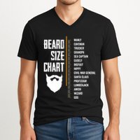 Beard Measurement Chart Beard Length Funny Growth Chart V-Neck T-Shirt