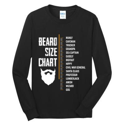 Beard Measurement Chart Beard Length Funny Growth Chart Tall Long Sleeve T-Shirt