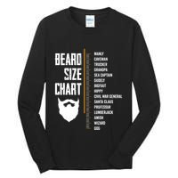 Beard Measurement Chart Beard Length Funny Growth Chart Tall Long Sleeve T-Shirt
