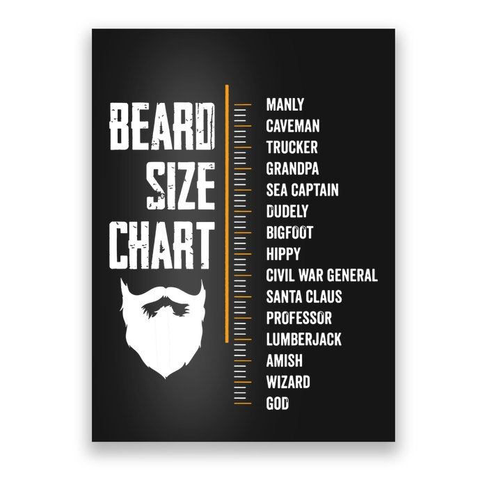 Beard Measurement Chart Beard Length Funny Growth Chart Poster