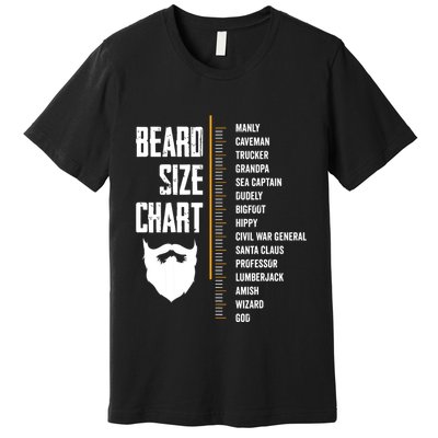 Beard Measurement Chart Beard Length Funny Growth Chart Premium T-Shirt
