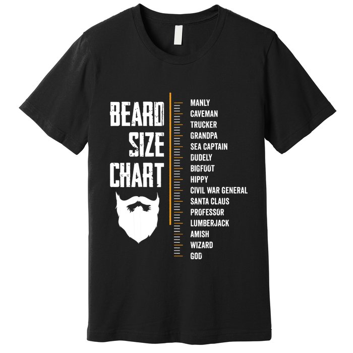 Beard Measurement Chart Beard Length Funny Growth Chart Premium T-Shirt