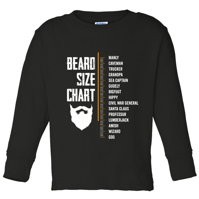 Beard Measurement Chart Beard Length Funny Growth Chart Toddler Long Sleeve Shirt