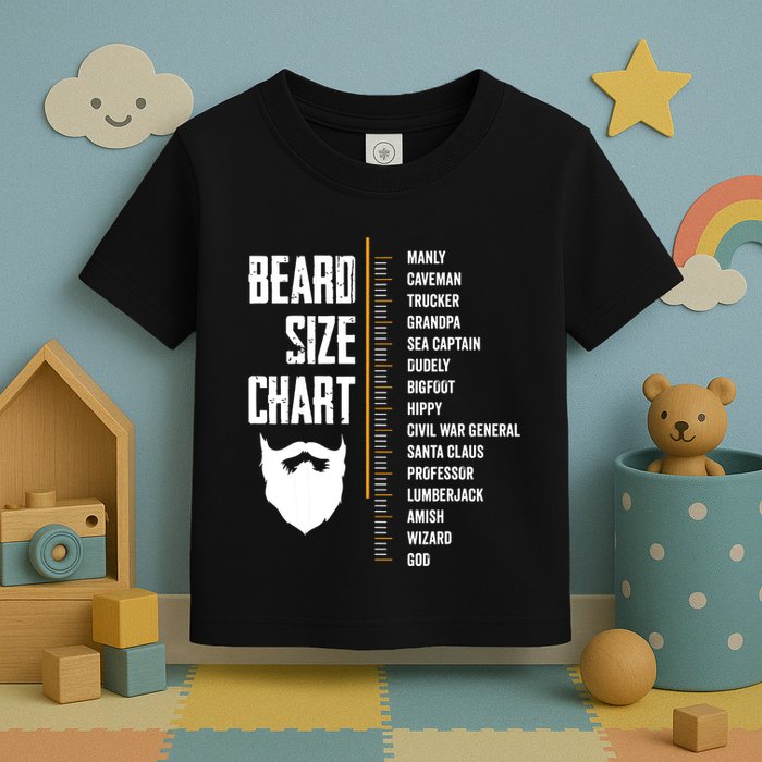 Beard Measurement Chart Beard Length Funny Growth Chart Toddler T-Shirt