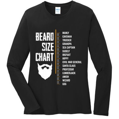 Beard Measurement Chart Beard Length Funny Growth Chart Ladies Long Sleeve Shirt