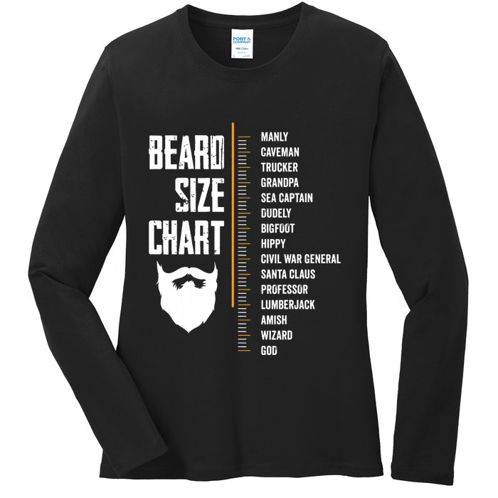Beard Measurement Chart Beard Length Funny Growth Chart Ladies Long Sleeve Shirt