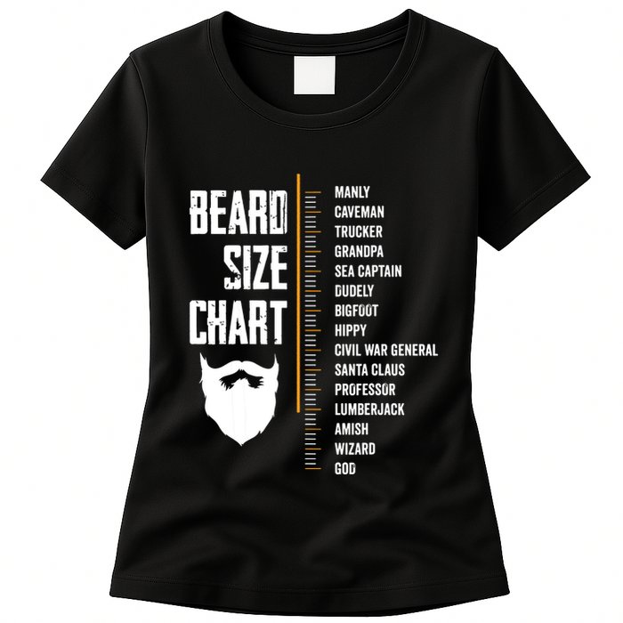 Beard Measurement Chart Beard Length Funny Growth Chart Womens T-Shirt