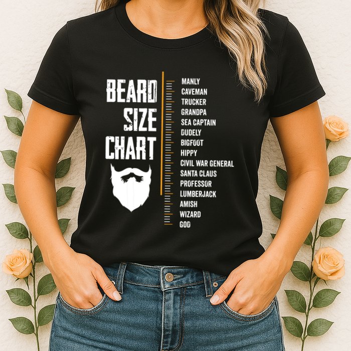 Beard Measurement Chart Beard Length Funny Growth Chart Womens T-Shirt