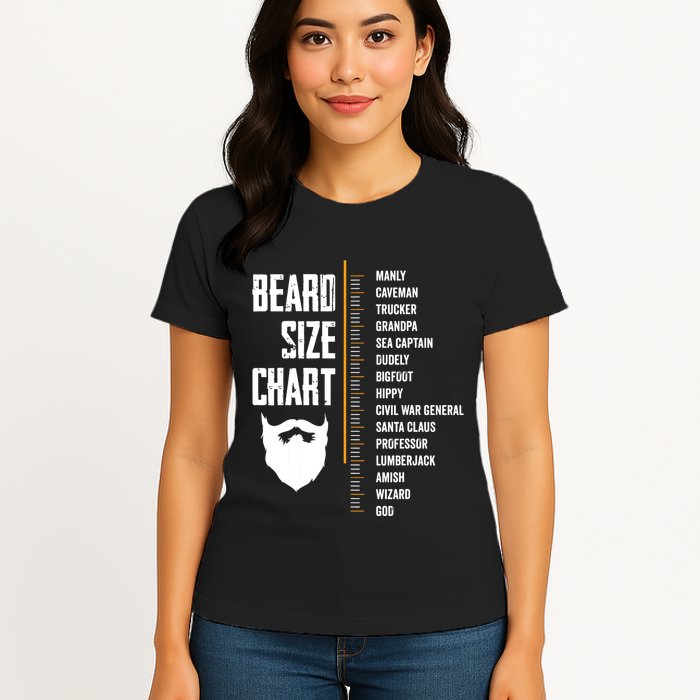 Beard Measurement Chart Beard Length Funny Growth Chart Womens T-Shirt