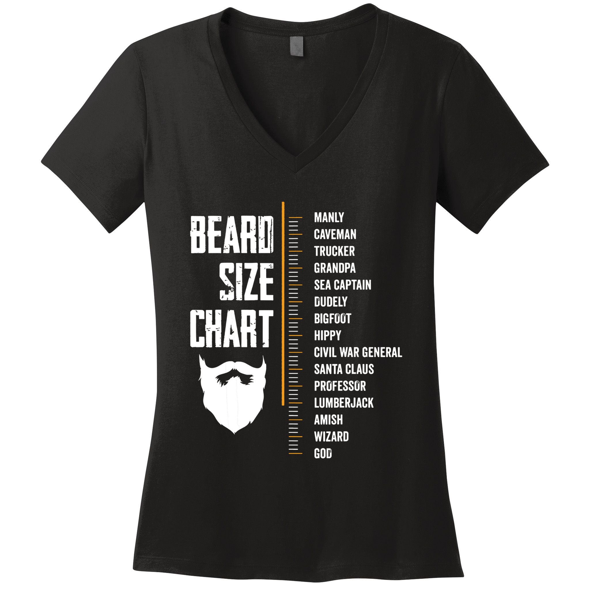 Beard Measurement Chart Beard Length Funny Growth Chart Women's V-Neck T-Shirt