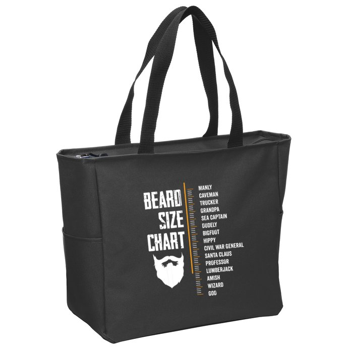 Beard Measurement Chart Beard Length Funny Growth Chart Zip Tote Bag