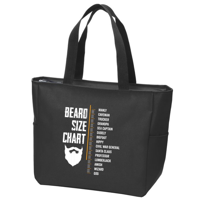 Beard Measurement Chart Beard Length Funny Growth Chart Zip Tote Bag