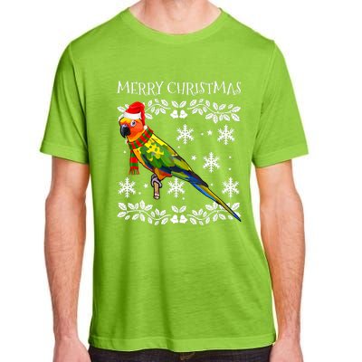 Bird Merry Christmas Ornament Sun Conure Ugly Xmas Adult ChromaSoft Performance T-Shirt