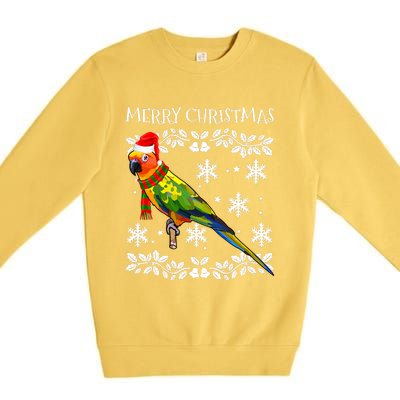 Bird Merry Christmas Ornament Sun Conure Ugly Xmas Premium Crewneck Sweatshirt