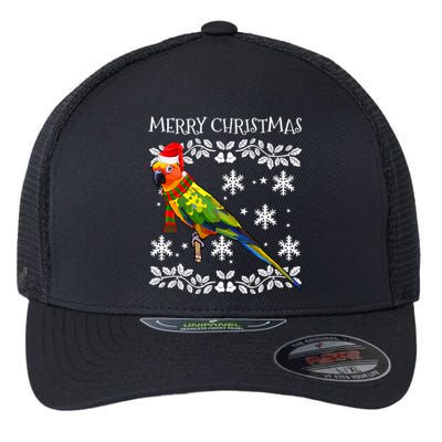 Bird Merry Christmas Ornament Sun Conure Ugly Xmas Flexfit Unipanel Trucker Cap