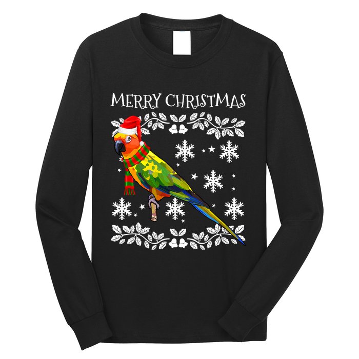 Bird Merry Christmas Ornament Sun Conure Ugly Xmas Long Sleeve Shirt