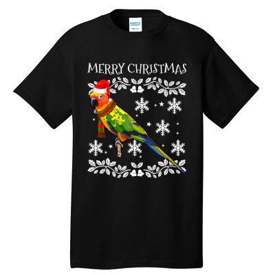 Bird Merry Christmas Ornament Sun Conure Ugly Xmas Tall T-Shirt