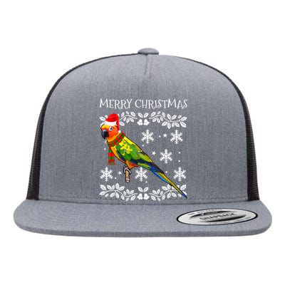 Bird Merry Christmas Ornament Sun Conure Ugly Xmas Flat Bill Trucker Hat