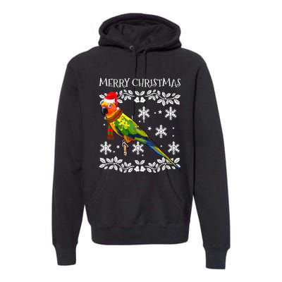 Bird Merry Christmas Ornament Sun Conure Ugly Xmas Premium Hoodie