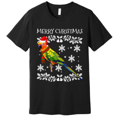 Bird Merry Christmas Ornament Sun Conure Ugly Xmas Premium T-Shirt