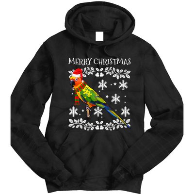 Bird Merry Christmas Ornament Sun Conure Ugly Xmas Tie Dye Hoodie