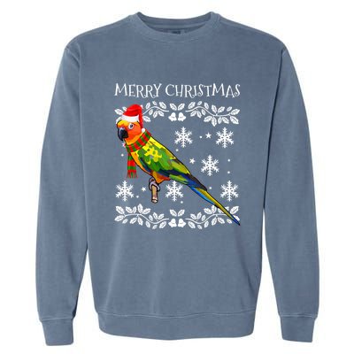 Bird Merry Christmas Ornament Sun Conure Ugly Xmas Garment-Dyed Sweatshirt