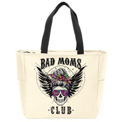 Bad Moms Club Leopard Skull Mom Funny Mom Mother's Day Zip Tote Bag