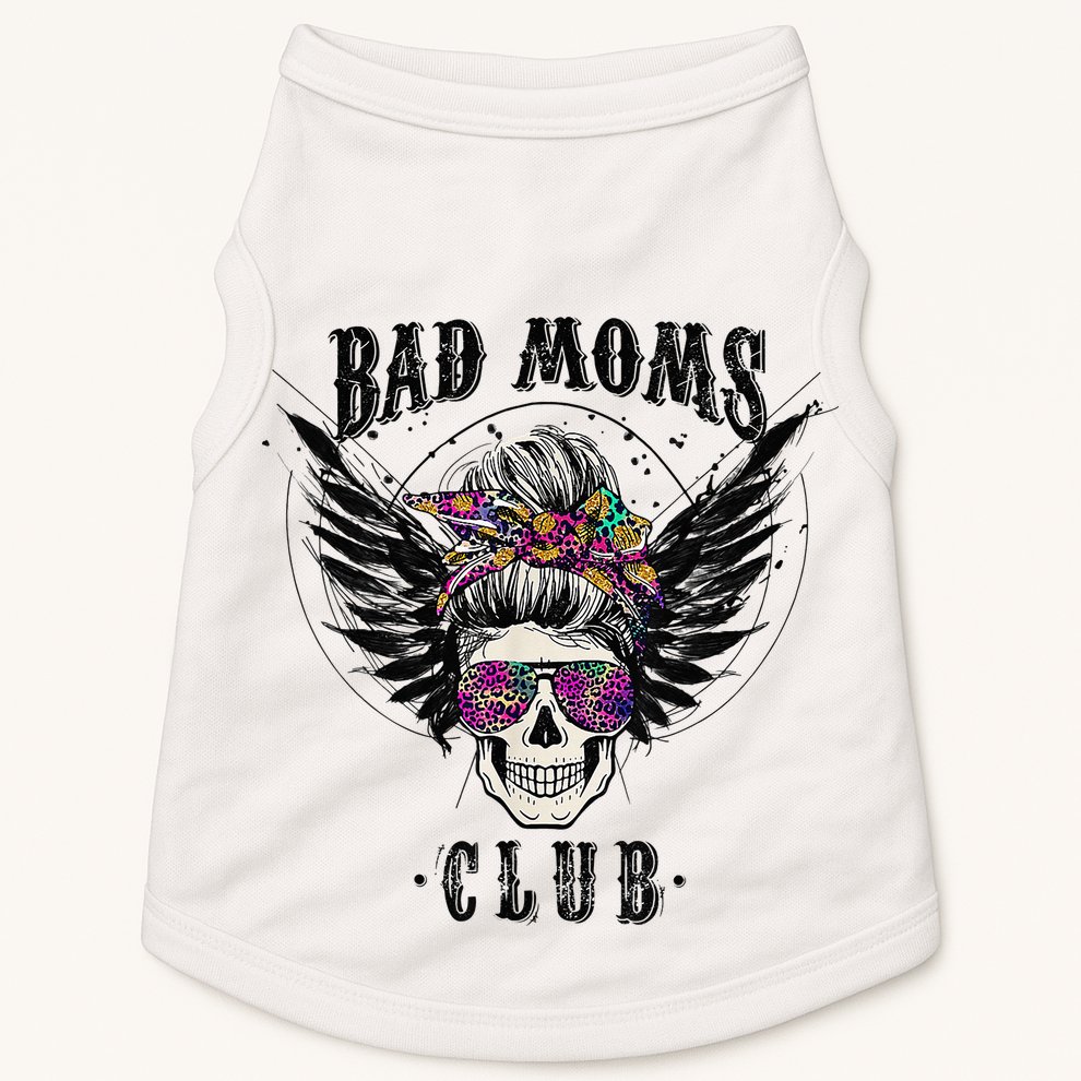 Bad Moms Club Leopard Skull Mom Funny Mom Mother's Day Doggie Tank