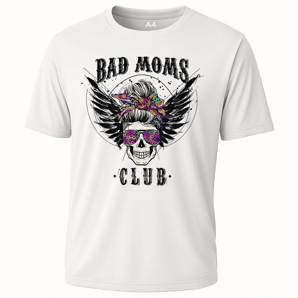 Bad Moms Club Leopard Skull Mom Funny Mom Mother's Day Cooling Performance Crew T-Shirt