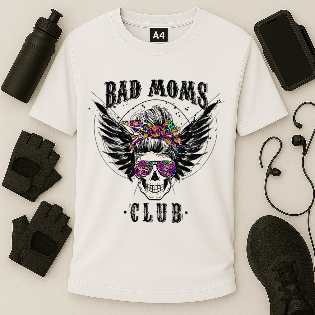 Bad Moms Club Leopard Skull Mom Funny Mom Mother's Day Cooling Performance Crew T-Shirt