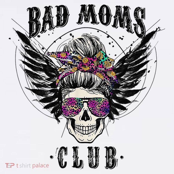 Bad Moms Club Leopard Skull Mom Funny Mom Mother's Day T-Shirt