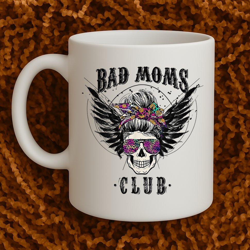Bad Moms Club Leopard Skull Mom Funny Mom Mother's Day Mug
